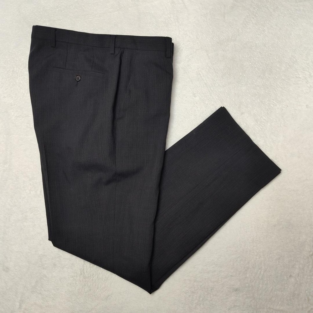 Hugo Boss Pants Mens 32x32 Gray Striped Wool Viscose Flat Front Slim Dress